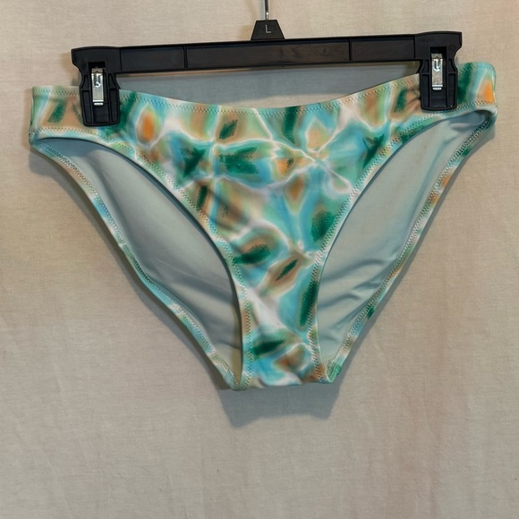 AA-400 Aerie NWT‎ Green White & Tan Summer Swim Bikini Bottoms Size M - Picture 1 of 12